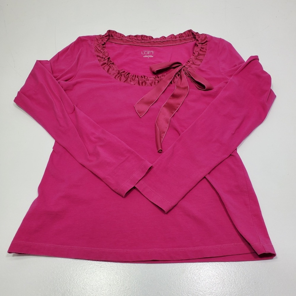 Ann Taylor Loft Womens Blouse Top Small Fucsia Pullover‎ Small Coquette Princess